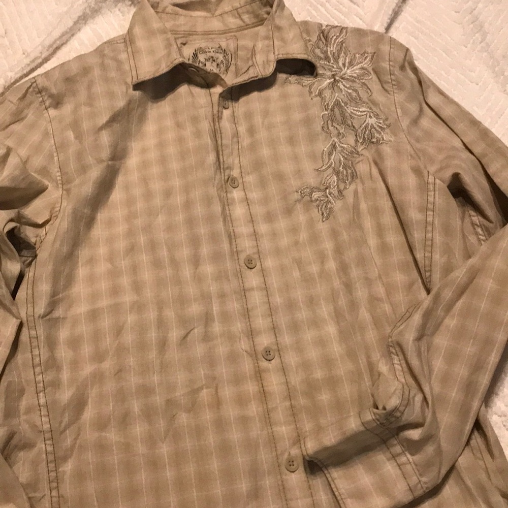 Calvin Klein Modern Fit Embroidered Shirt Size M